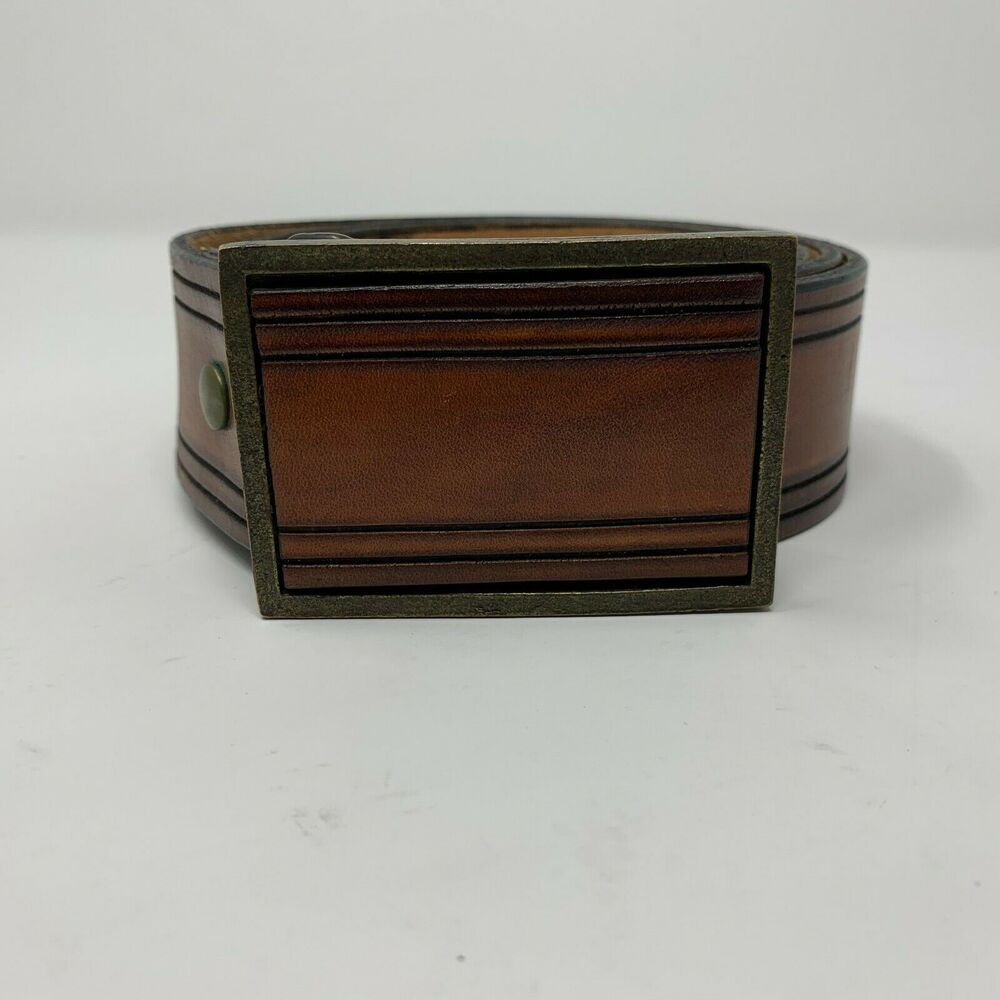 Arabesque Designs Brown Stripe Matching Belt & Buckle Set  42" - 48" XL XXL